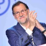 Mariano Rajoy, durante su intervención en la clausura de acto de Nuevas Generaciones celebrado hoy en Toledo.
