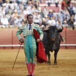 Antonio Ferrera en su actuación a «Mecanizado», de Victorino Martín, por la que recibió el premio a la «Mejor Faena» de la Feria de Abril