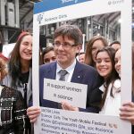 El presidente de la Generalitat, Carles Puigdemont, durante su visita al Barcelona Mobile World Congress el pasado martes