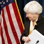 La presidenta de la Reserva Federal, Janet Yellen, durante su comparecencia