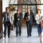 Juan Carlos Velarde, Francisco Rubiales, Armando Rozados y Maribel Pires, de la plataforma Stop Impuesto de Sucesiones