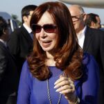 Cristina Fernández, a su llegada a La Habana (Cuba), hoy sábado.