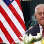 El secretario de Estado de Estados Unidos, Rex Tillerson, ayer en Arabia Saudí