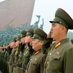 Imagen de archivo de soldados de Corea del Norte