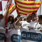 Los ganaderos en la marcha por las calles de Madrid