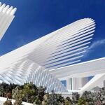 Imagen inicial del proyecto de Calatrava del Palacio de Congresos de Oviedo, situado en una zona residencial