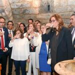 Sáenz de Santamaría, Alfonso Polanco, Ángeles Armisén, Milagros Marcos y otras autoridades beben el agua del pozo de la cripta de San Antolín
