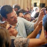 El líder del PSOE, Pedro Sánchez, ayer durante un acto en Albacete