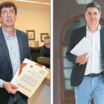 Juan Marín, líder regional de Ciudadanos y el portavoz parlamentario del PP-A, Carlos Rojas, ayer