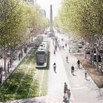 Recreación del proyecto favorito del Ayuntamiento de Barcelona para enlazar el tranvía por la Diagonal