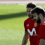 Sergio Ramos y Gerard Piqué, en una concentración de la selección española.