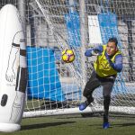 Keylor Navas, en el entrenamiento de ayer en Valdebebas