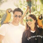 La pareja en Junle Island, un parque zoológico.