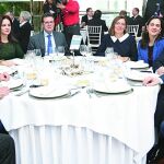 Luis Rey, Luis Tudanca, Pablo Lago, Silvia Clemente, José Luis Ulibarri, Milagros Marcos, Adriana Ulibarri, Juan Carlos Suárez-Quiñones y Alfonso Fernández Mañueco, en la clausura del Congreso «Somos Castilla y León», organizado por «El Mundo Diario de Castilla y León»