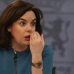 La vicepresidenta en la rueda de prensa del Consejo de Ministros