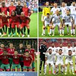 Combo de imágenes de los onces titulares de las selecciones del grupo B