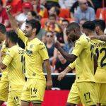 El centrocampista del Villarreal Manu Trigueros celebra el segundo gol del equipo ante el Valencia