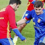 Casillas, en el entrenamiento de ayer de la Selección