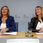 La consejera y portavoz de la Junta, Milagros Marcos, y la consejera de Familia, Alicia García, presentan los acuerdos del Consejo de Gobierno