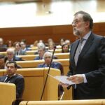 El presidente del Gobierno durante su intervención en el Pleno del Senado