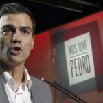 El secretario general del PSOE, Pedro Sánchez, durante la presentación de la plataforma en apoyo a su candidatura a presidente del Gobierno.