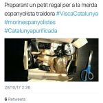 Tuits de la república de Cataluña con imágenes de una bomba contra España