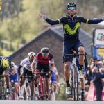 Alejandro Valverde celebrando su triunfo en la Flecha Valona