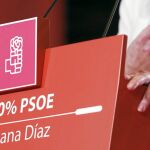 La presidenta de la Junta de Andalucía, Susana Díaz, durante el mitin celebrado ayer en Madrid en el que anunció oficialmente su candidatura