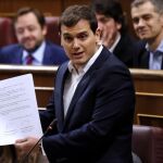 El líder de Ciudadanos, Albert Rivera, durante la sesión de control al Gobierno