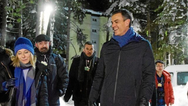 El presidente del Gobierno, Pedro Sánchez, ayer en Davos (Suiza)