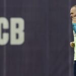 Andrés Iniesta, en el entrenamiento del pasado viernes
