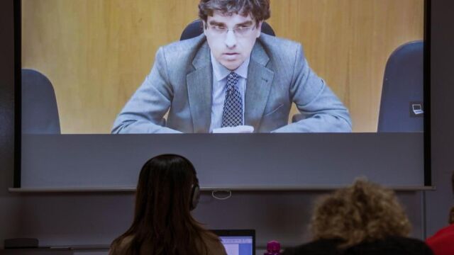 El asesor contable del grupo Nóos Luis Tejeiro, durante su declaración hoy como testigo en la decimosexta jornada del juicio del caso Nóos.