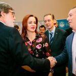 La presidenta de las Cortes regionales, Silvia Clemente, participa en Soria, en una jornada sobre la PAC, junto a Germán Barrios, Donaciano Dujo y Santiago Aparicio