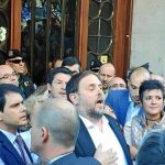 Oriol Junqueras acudió el 20 de septiembre del año pasado a la Consejería de Economía donde pronunció unas palabras ante los manifestantes