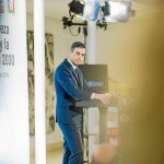 El presidente del Gobierno, Pedro Sánchez, ayer durante su intervención en el encuentro «La pobreza infantil y la Agenda 2030»