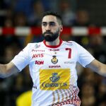 Valero Rivera celebra un gol ante Túnez en el Mundial de Balonmano que se celebra en Francia.