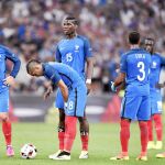 Griezmann, Payet y Pogba, junto a Evra y Matuidi en un partido de la selección de Francia.