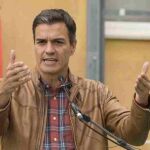 Pedro Sánchez, durante su intervención en un acto de campaña con militantes del partido, hoy en Teruel.
