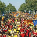 Imagen de una manifestación convocada por la Asamblea Nacional Catalana y Omnium Cultural con motivo de la Diada