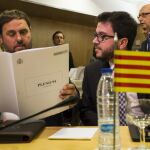 Oriol Junqueras, en 2016, junto al entonces ministro de Hacienda, Cristobal Montoro, en lareunion del Comite de Politica Fiscal y Financiera (CPFF) de ese año. © Alberto R. Roldan