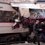 Uno de los trenes colisonados