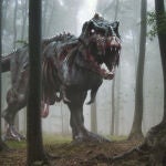 Reconstrucción artística de un zombi de Tyrannosaurus rex. Las partes que faltan son el resultado de la degradación de su cuerpo después de la muerte del animal. / Herschel Hoffmeyer