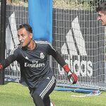 Keylor Navas y Courtois, durante un entrenamiento de esta semana