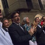 Carles Puigdemont en una manifestación a favor de la independencia.