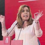 Susana Díaz, pronuncia su discurso durante el acto político que los socialistas celebraron ayer por la tarde en el anfiteatro de Salobreña.