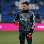 Luca Zidane calentando en un partido frente al Leganés