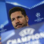 El entrenador del Atlético de Madrid, Diego Pablo Simeone, en la rueda de prensa
