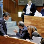El presidente de la gestora, Javier Fernández, ayer en el Pleno en Asturias