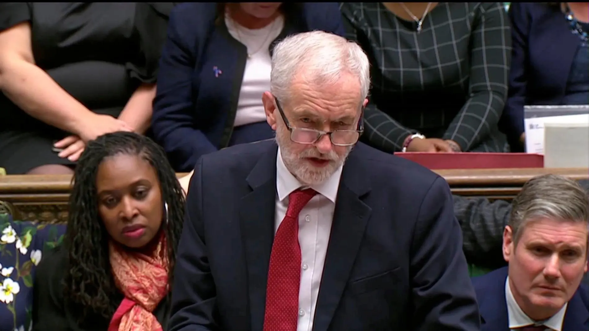 Jeremy Corbyn durante su intervención hoy en el Parlamento británico. Reuters TV via REUTERS