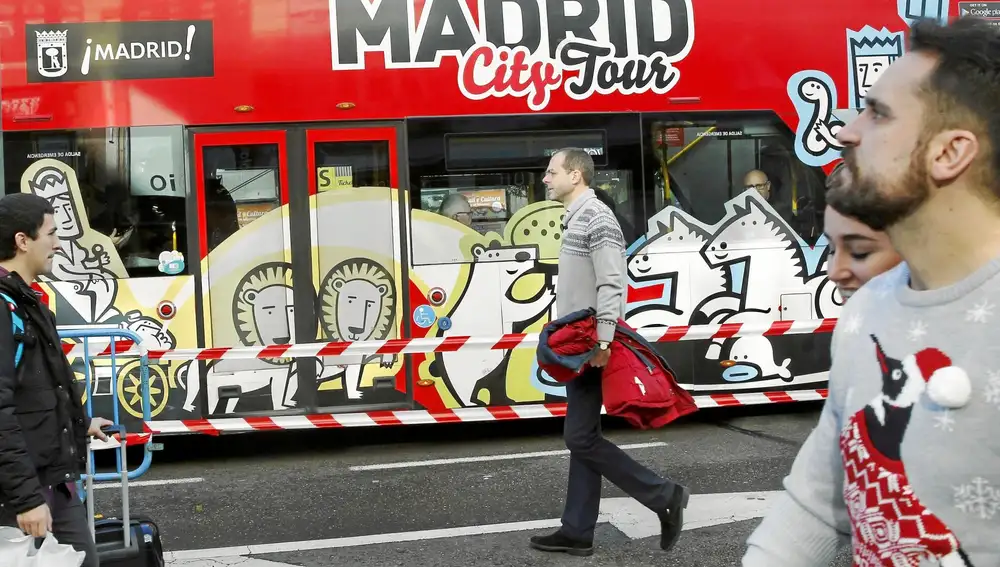 Un autobús turístico en Madrid